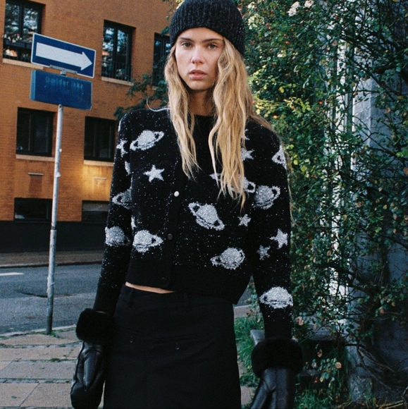 New Zara Metallic Knit Cardigan 3991/126 - Picture 3 of 11